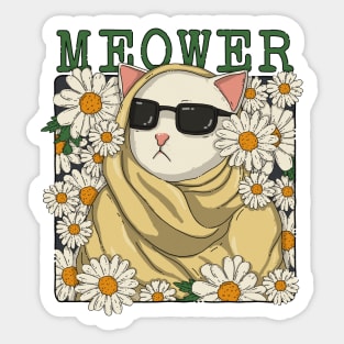 Meower Cool Flower Cat Sticker